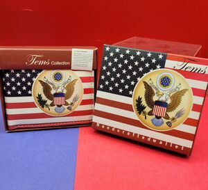 US Flag wallet with Logo Genuine PU Faux Leather Graphic Design Box Gift